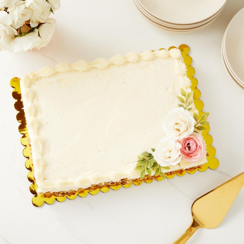 Sparkle and Bash Cake Board Rectangle - 10 x 14 in, Gold, 12 Pack - Quarter Sheet Cake Board for Cupcakes & Scalloped Gold Foil Bases - Image 3